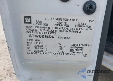 2006 Chevrolet Silverado 2500Hd Lt1 z USA, uszkodzony, nr VIN 1GCHK29D16E167297